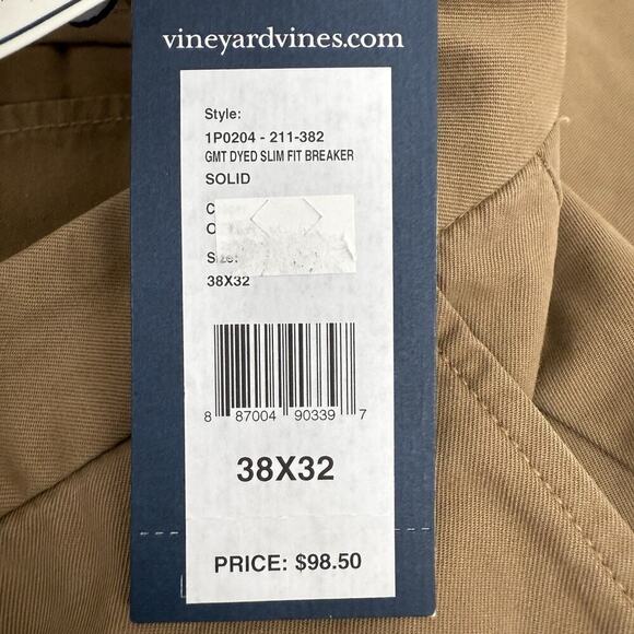 NWT Vineyard Vines Chino Pants Mens 38x32 Breaker Slim Fit Club Brown Preppy - Picture 7 of 12